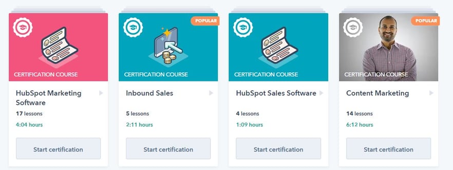 examples of HubSpot certifications